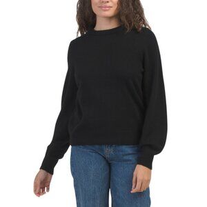 NO NAME Black Cashmere Essential Crew Neck Sweater